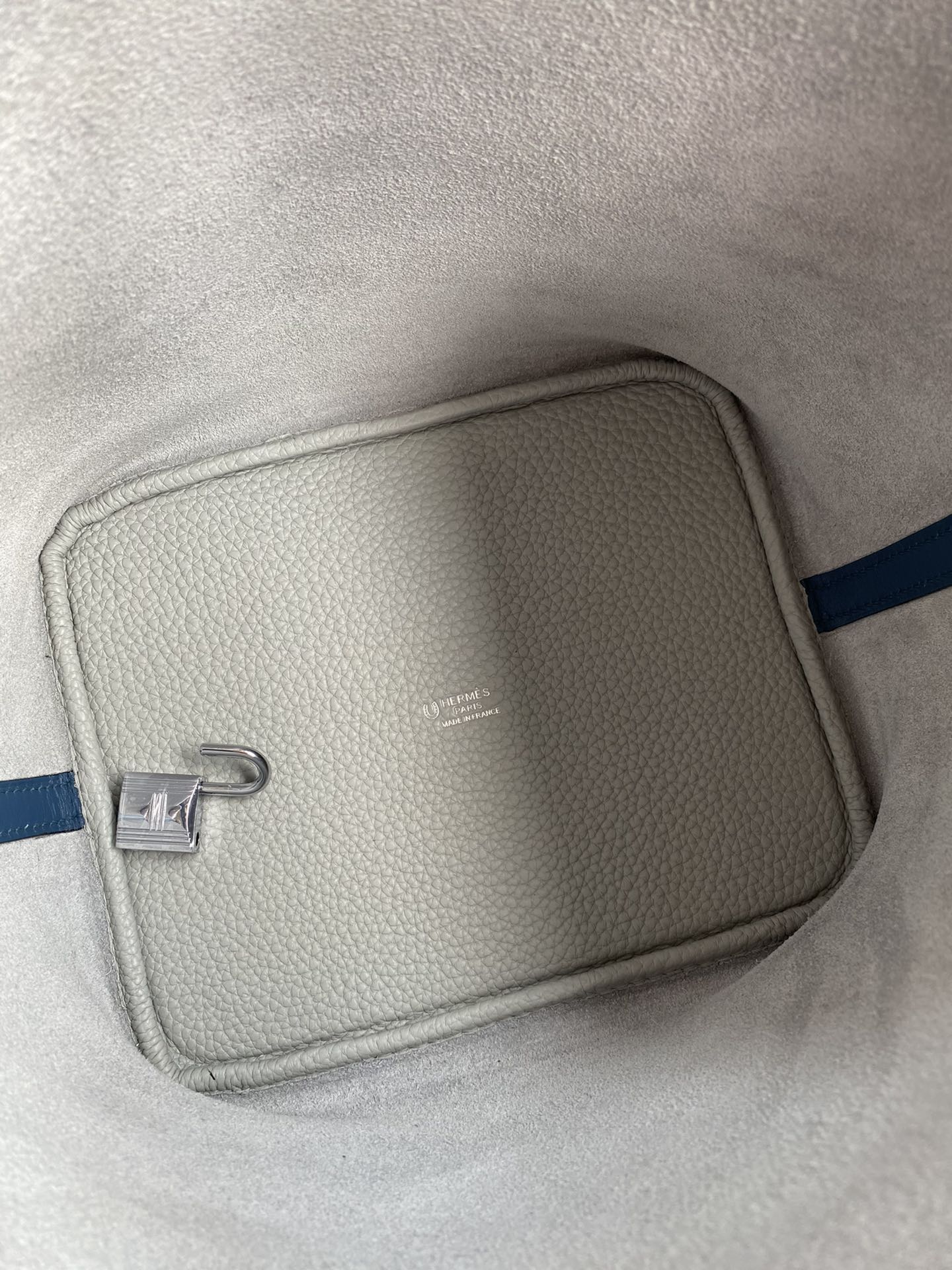 Hermes Picotin Lock 22 Bag In White/Blue Clemence Leather